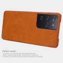 کاور چرم اورجینال نیلکین Galaxy S 21 Ultra قهوا ای