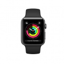 اپل واچ سری 3 بدنه آلومینیوم خاکستری با بند اسپورت مشکی سایز 42 میلیمتری