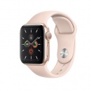 40 میلیمتری  ا‍‍پل واچ سری 5 بدنه آلومینیوم طلایی با بند اسپورت صورتی