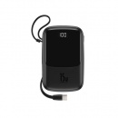 شارژر همراه پاور بانک با نمایشگر دیجیتالی و کابل لایتنینگ باسئوس 10000 میلی آمپر مدل Qpow مشکی