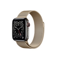 ساعت اپل واچ استیل سلولار سری 7 طلایی با بند میلانزلوپ Apple Watch Series 7 Gold Milanese Loop Stainless Steel