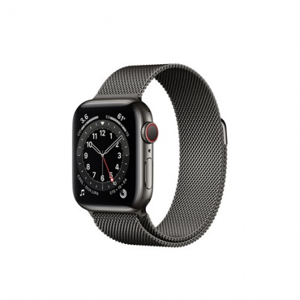ساعت اپل واچ استیل سلولار سری 6 مشکی با بند میلانزلوپ مشکی Apple Watch Series 6 Milanese Loop Space Black Stainless Steel مشکی 44 میلیمتری