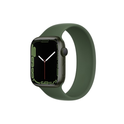 اپل واچ سری 7 سیلیکونی با بدنه آلومینیوم سبز و بند اسپورت سبز 