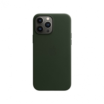 قاب چرم آیفون 13 پرو مکس اورجینال اپل با قابلیت شارژ وایرلس MagSafe سبز